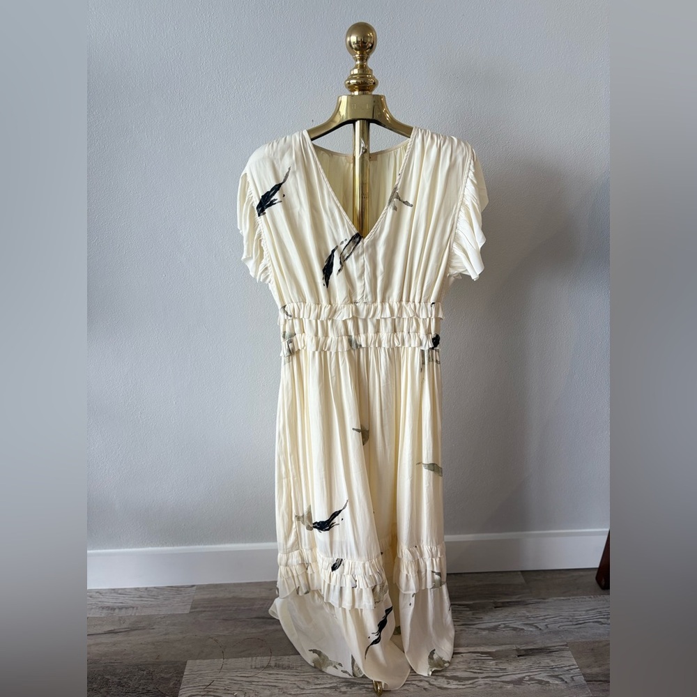 Chic Cream Midi Dress with Black Details